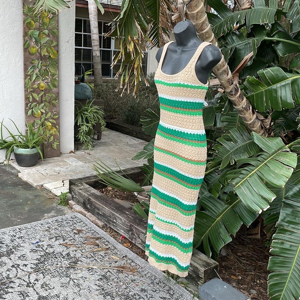 anthropologie, paper heart, crochet striped dress with slip